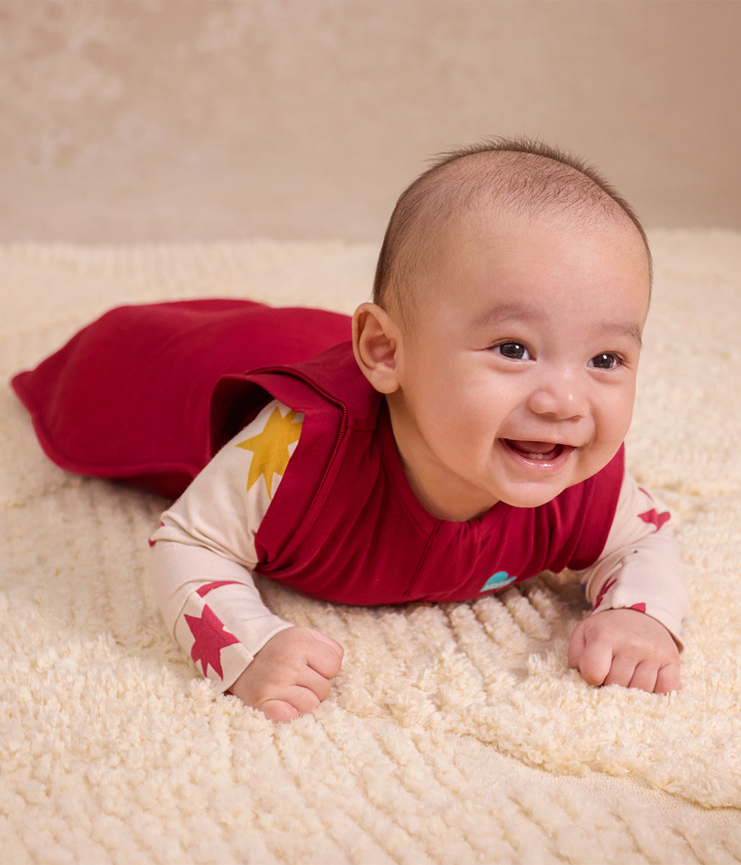 Swaddle Up™ 2-in-1 Transition Bag 1.5 TOG Cotton Fleece Maroon Hearts Embroidery