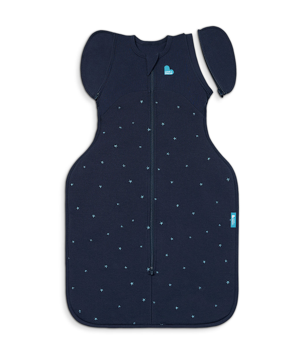 Swaddle Up™ 2-in-1 Transition Bag 1.5 TOG Cotton Fleece Navy Twinkle Embroidery