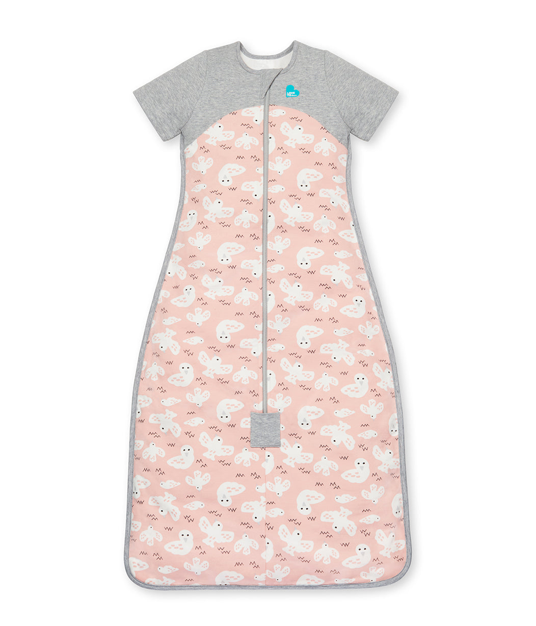 Sleep Bag Short Sleeve 1.0 TOG (20-24°C) Rose Doves Organic Cotton Fleece