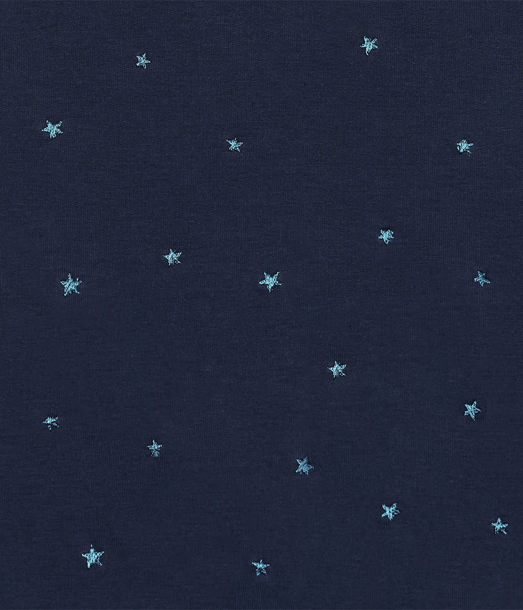 Sleep Bag Sleeveless 1.5 TOG Cotton Fleece Navy Twinkle Embroidery