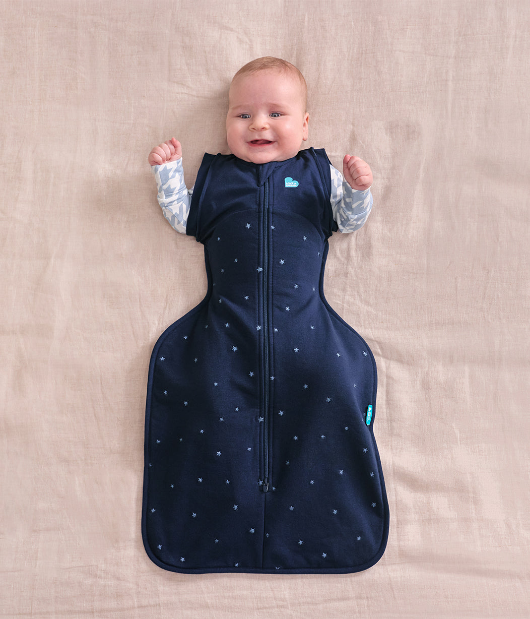 Swaddle Up™ 2-in-1 Transition Bag 1.5 TOG Cotton Fleece Navy Twinkle Embroidery