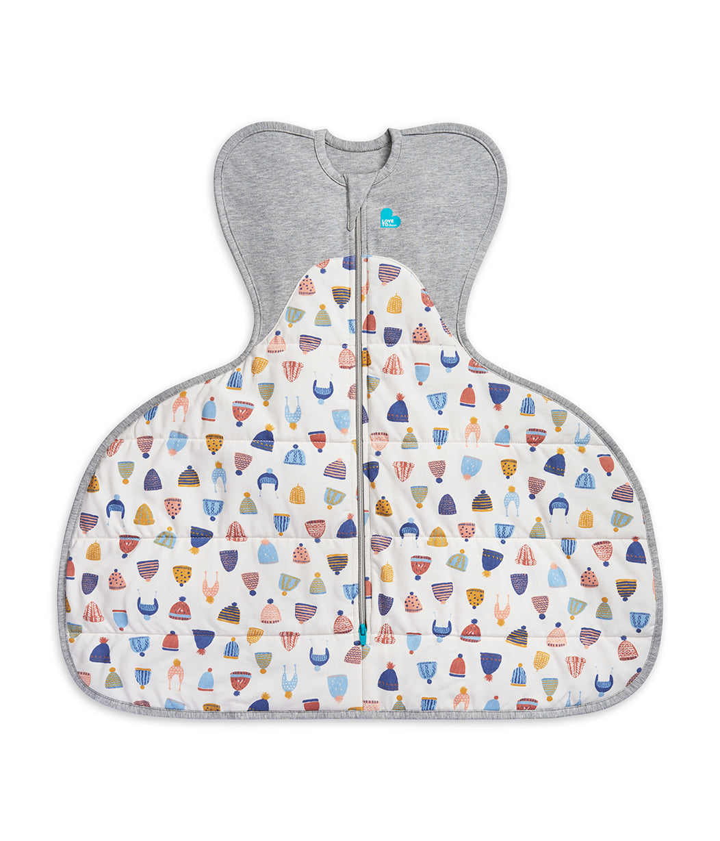 Swaddle Up™ Warm 2.5 TOG Hip Harness Happy Hats Print White