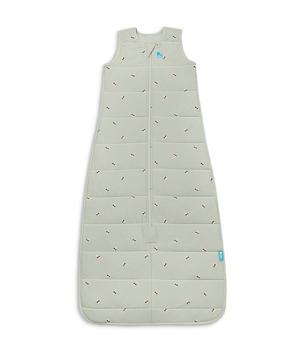 Sleep Bag Sleeveless 2.5 TOG Quilted Cotton Olive Bees