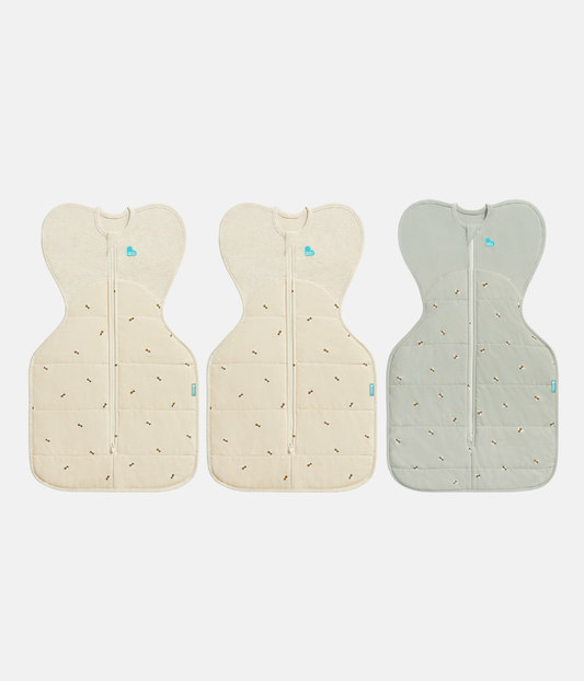 Swaddle Up Starter Bundle | 2.5 TOG | Oatmeal Bees | Olive Bees