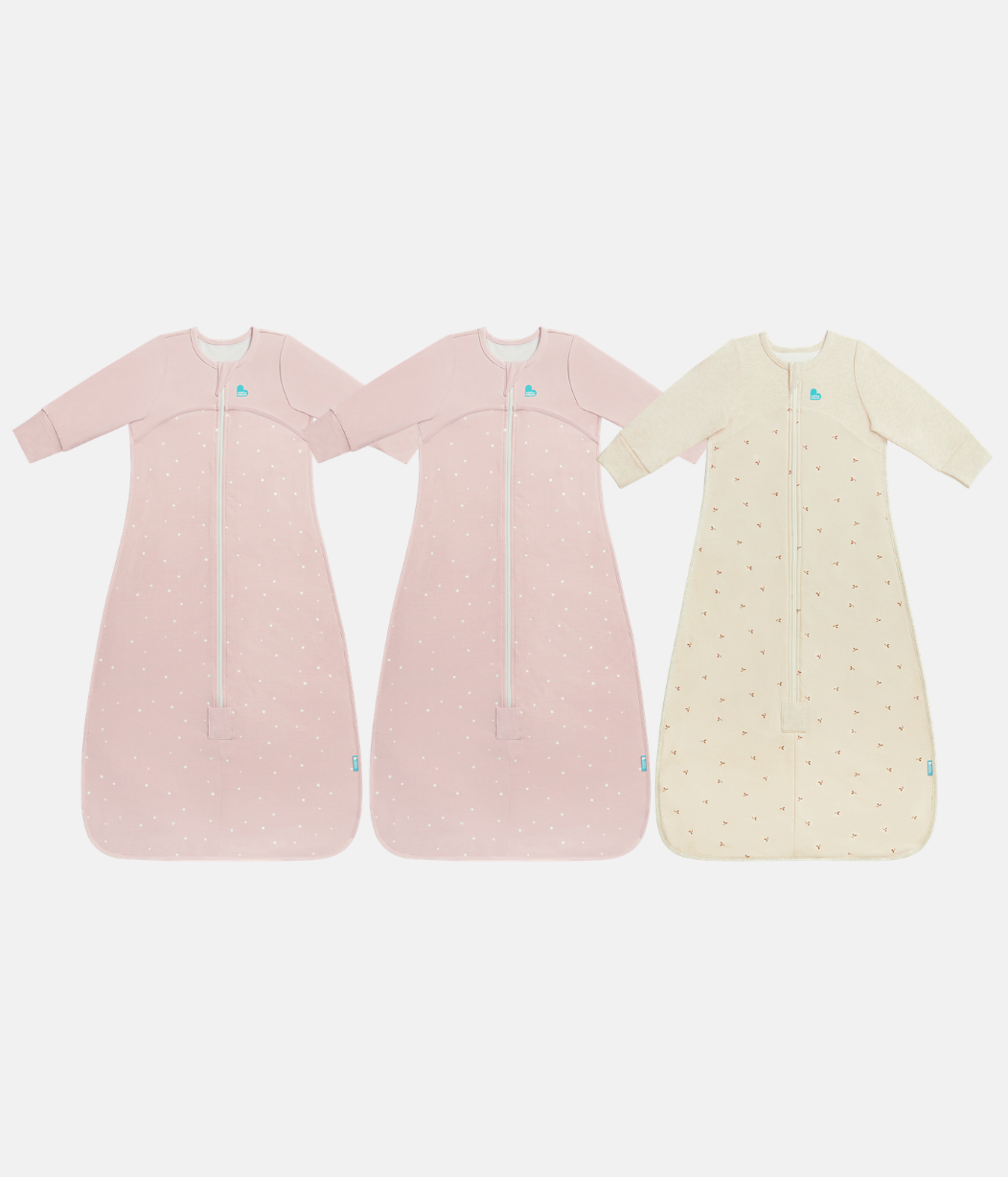 Sleep Bag Bundle | 1.0 | 1.5 TOG | Powder Pink Twinkle | Oatmeal Twigs