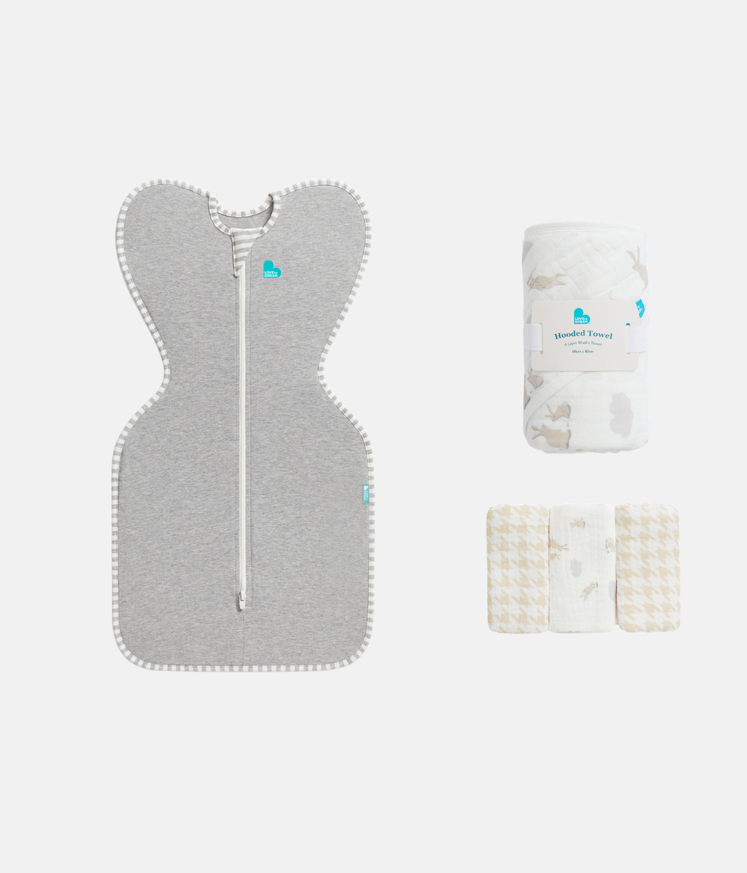 Newborn Gift Bundle | Swaddle Up, Towel, Wash Cloth | Grey