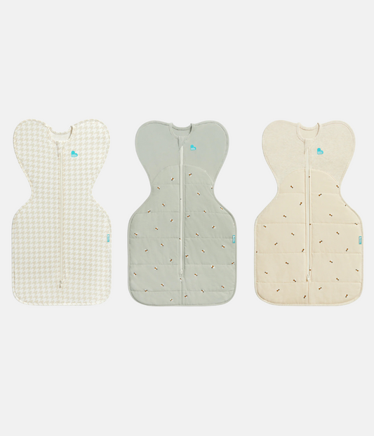 Swaddle Up Starter Bundle 1.0 | 2.5 TOG | Tan Houndstooth | Olive Bees | Oatmeal Bees