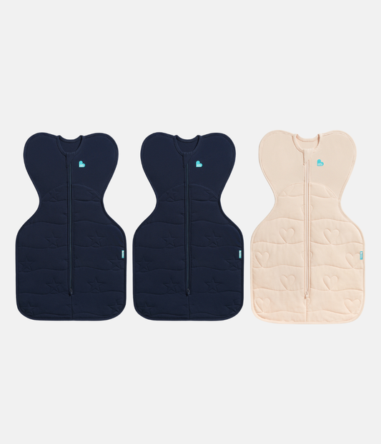 Swaddle Up Starter Bundle | 3.5 TOG | Navy Star | Blush Heart