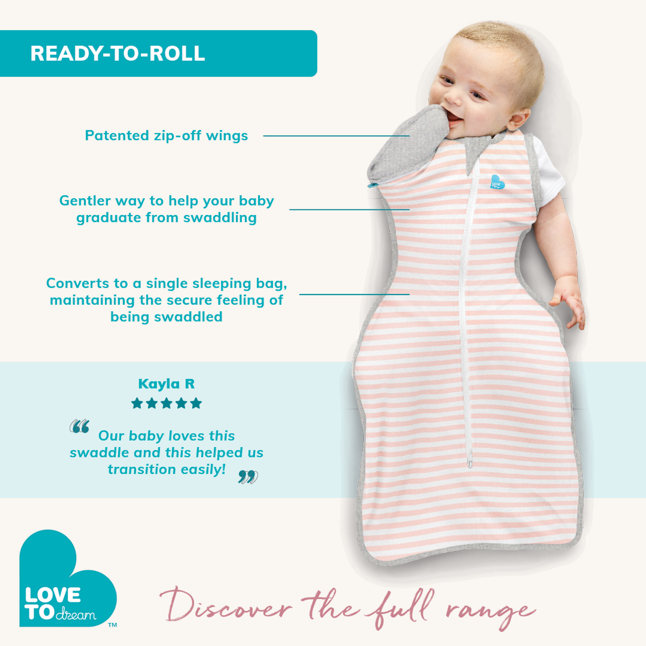 Swaddle Up™ Transition Bag Lite 0.2 TOG Grey You Are My