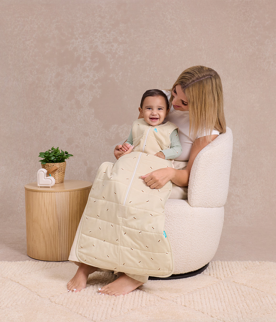 Sleep Bag Sleeveless 2.5 TOG Quilted Cotton Oatmeal Marl Bees
