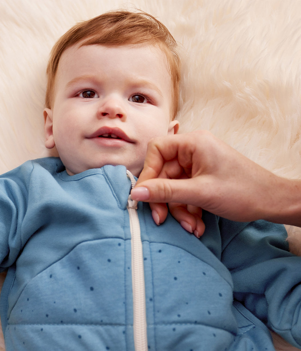 Sleep Bag Long Sleeve 2.5 TOG Cotton Storm Blue Pebbles