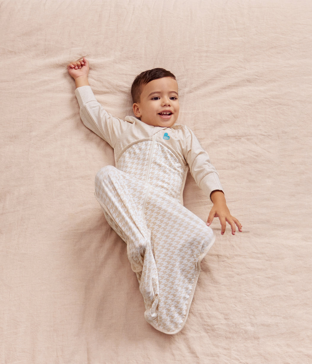 Sleep Bag Long Sleeve 1.0 TOG Cotton Tan Houndstooth