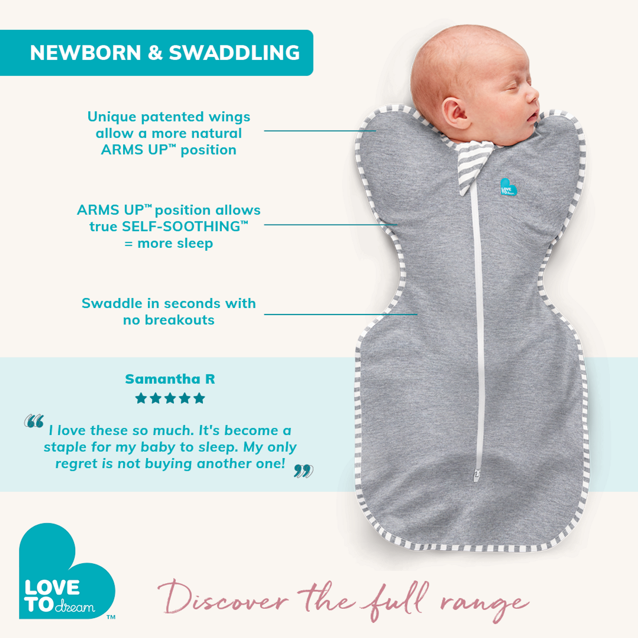 Swaddle Up™ 2.5 TOG (16-20°C) White Quilted Cotton