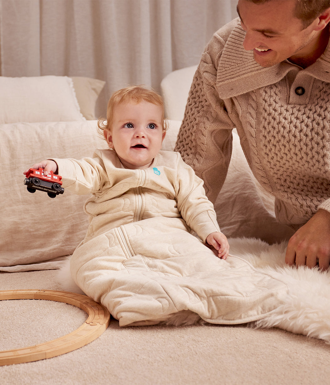 Sleep Bag Long Sleeve 3.5 TOG Cotton Oatmeal Moon Quilting