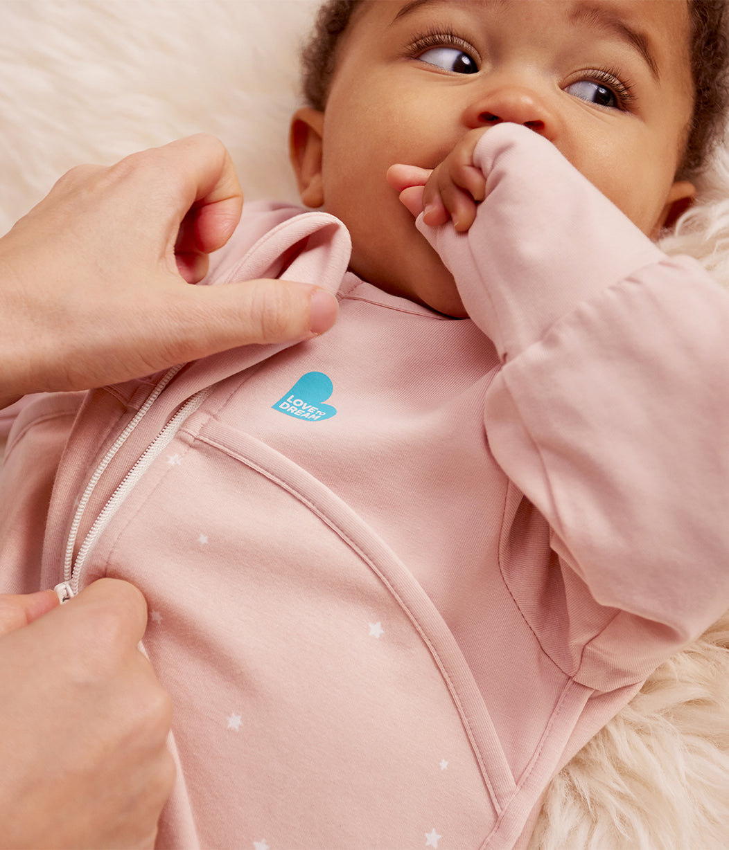 Sleep Bag Long Sleeve 1.0 TOG Cotton Powder Pink Twinkle