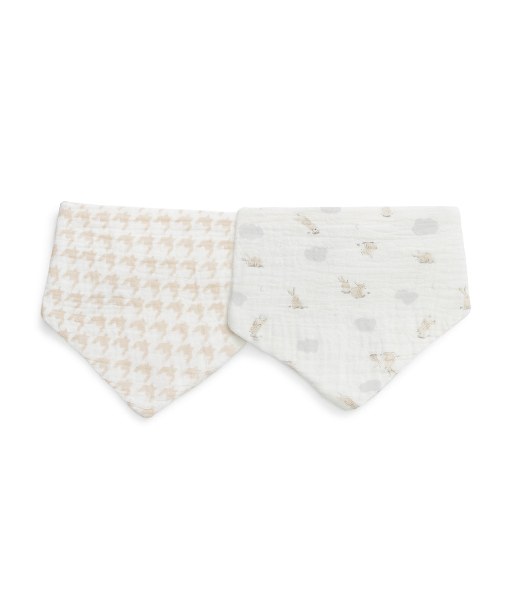 Bib 2 Pack Muslin White Mini Cloud Bunnies