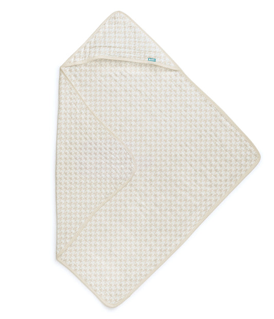 Hooded Towel Muslin Tan Houndstooth