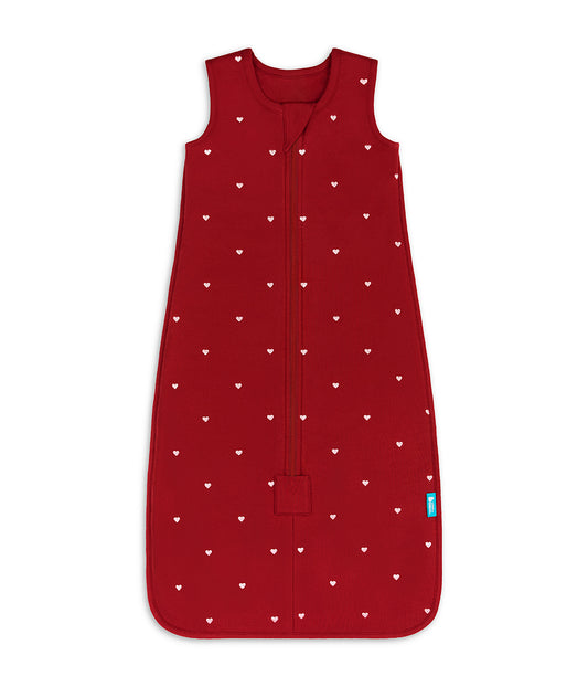 Sleep Bag Sleeveless 1.5 TOG Cotton Maroon Hearts Embroidery
