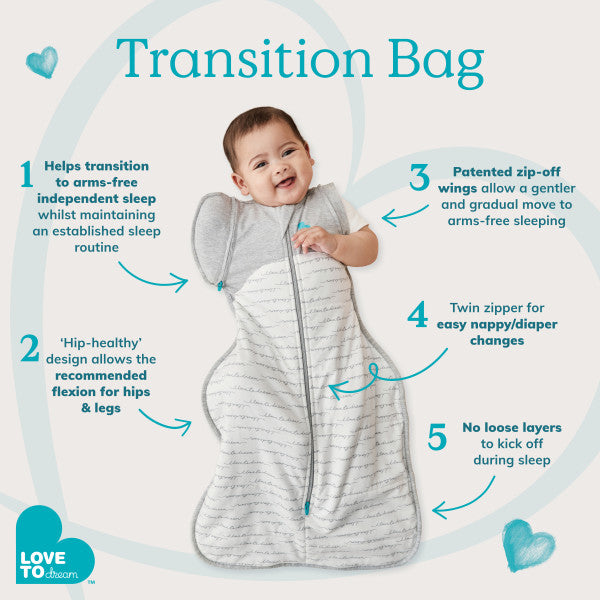 Swaddle Up™ Transition Bag 1.0 TOG Cotton White Rainbow Dream